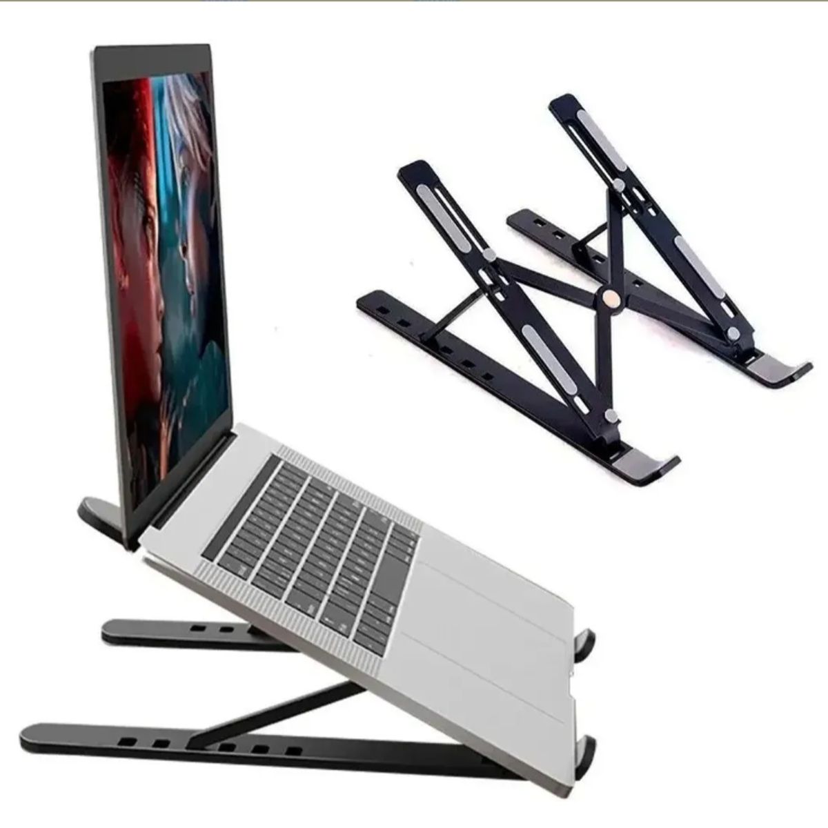 GENERICO - Soporte Plegable Para Notebook Y Tablet Aluminio Color Negro