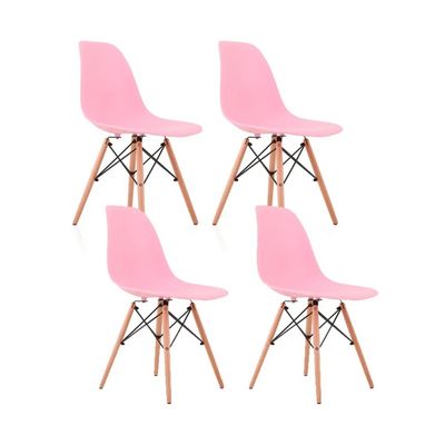 Imagen 2 del producto Juego de Comedor Mesa Eames Vidrio 80cm + 4 Sillas Eames Rosa…