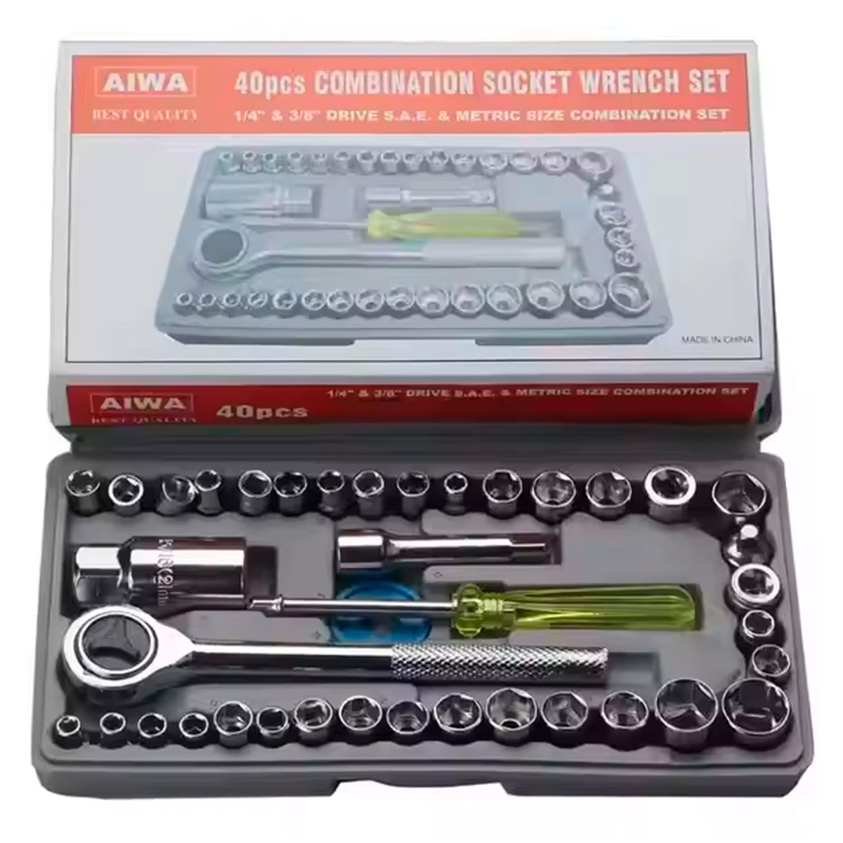 IRM - Juego de Dados 40 Pcs 1/4-3/8 Chicharra para Bici Moto Auto