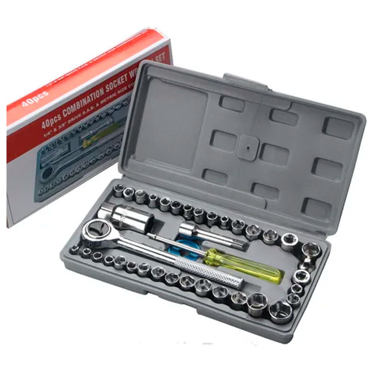 IRM - Juego de Dados 40 Pcs 1/4-3/8 Chicharra para Bici Moto Auto