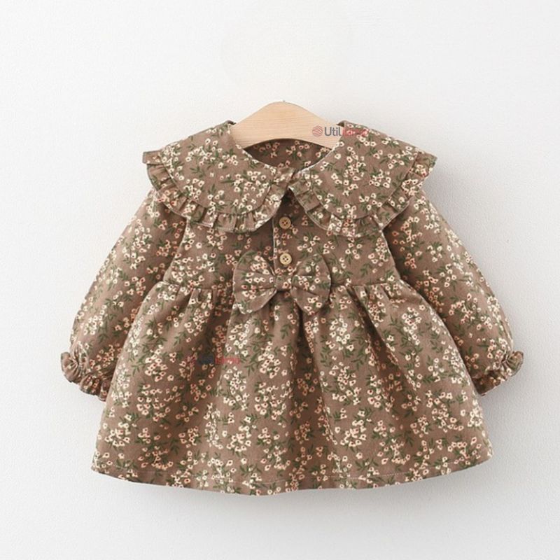 JUMP KIDS - Vestido Floreado De Lana Forrado En Algodón Niña Café