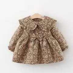 JUMP KIDS - Vestido Floreado De Lana Forrado En Algodón Niña Café
