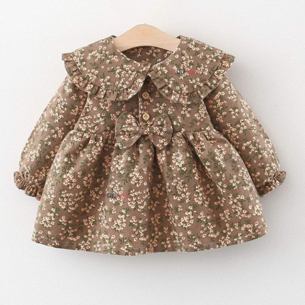 JUMP KIDS - Vestido De Cotelé Floreado Forrado En Plush Niña Café