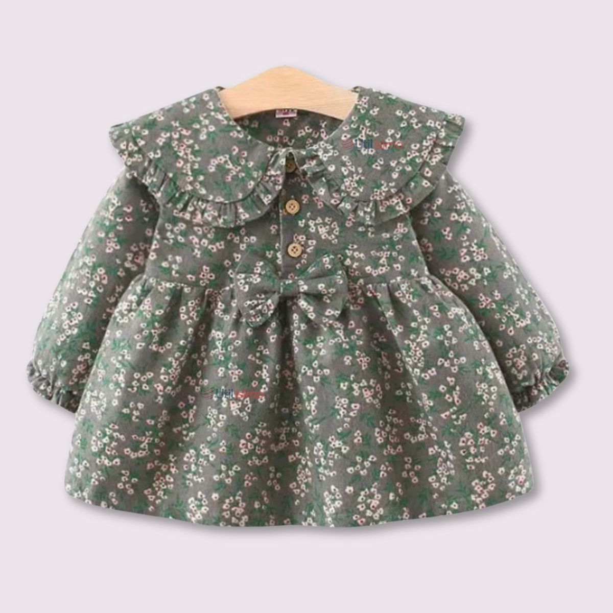 JUMP KIDS - Vestido De Cotelé Floreado Forrado En Plush Niña Gris