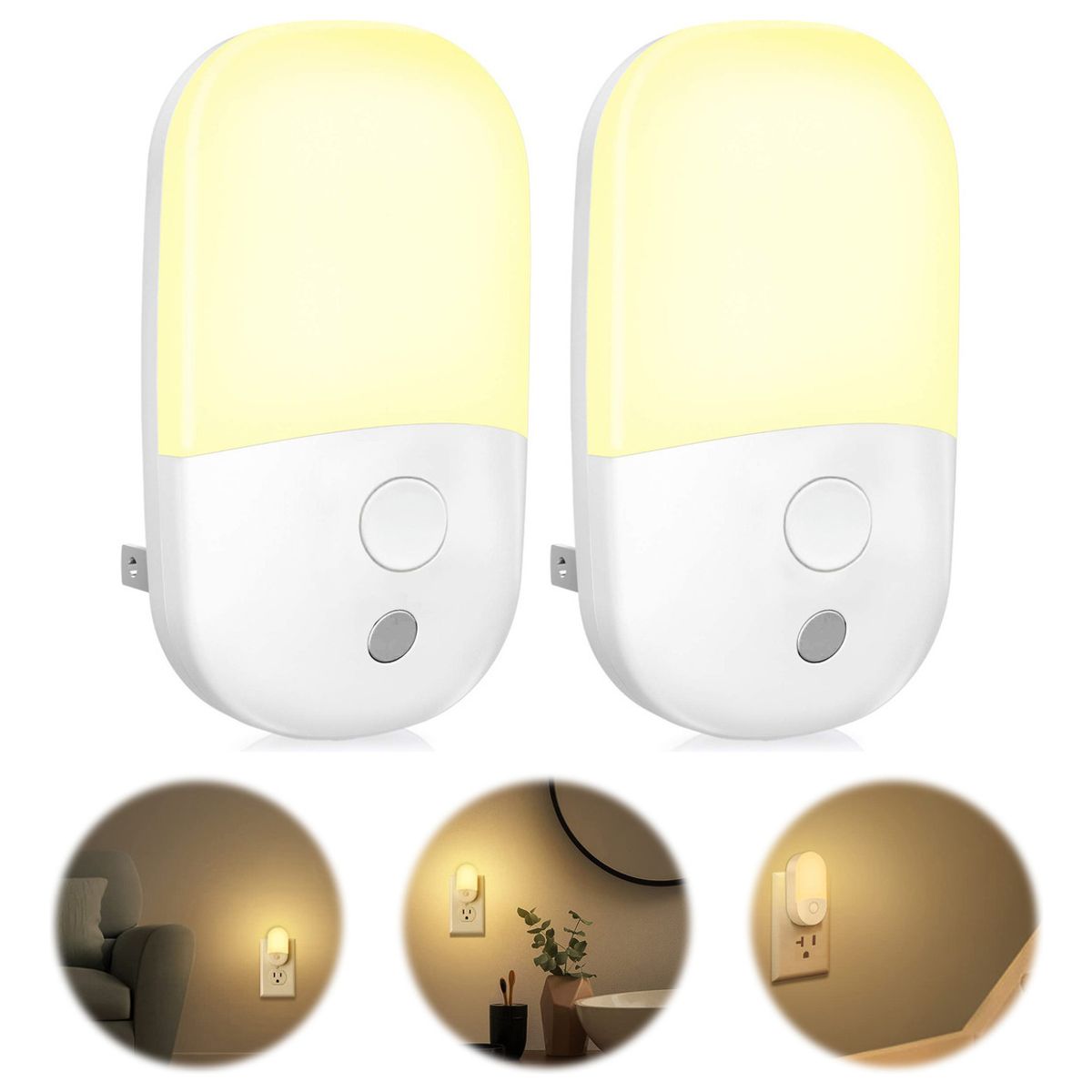 GENERICO - 2 Luz Nocturna Led Regulable Sensor Automático Niños Pasillo