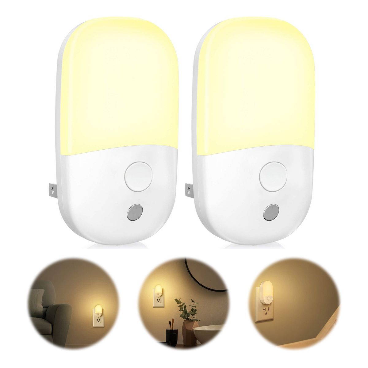 GENERICO - 2 Luz Nocturna Led Regulable Sensor Automático Niños Pasillo