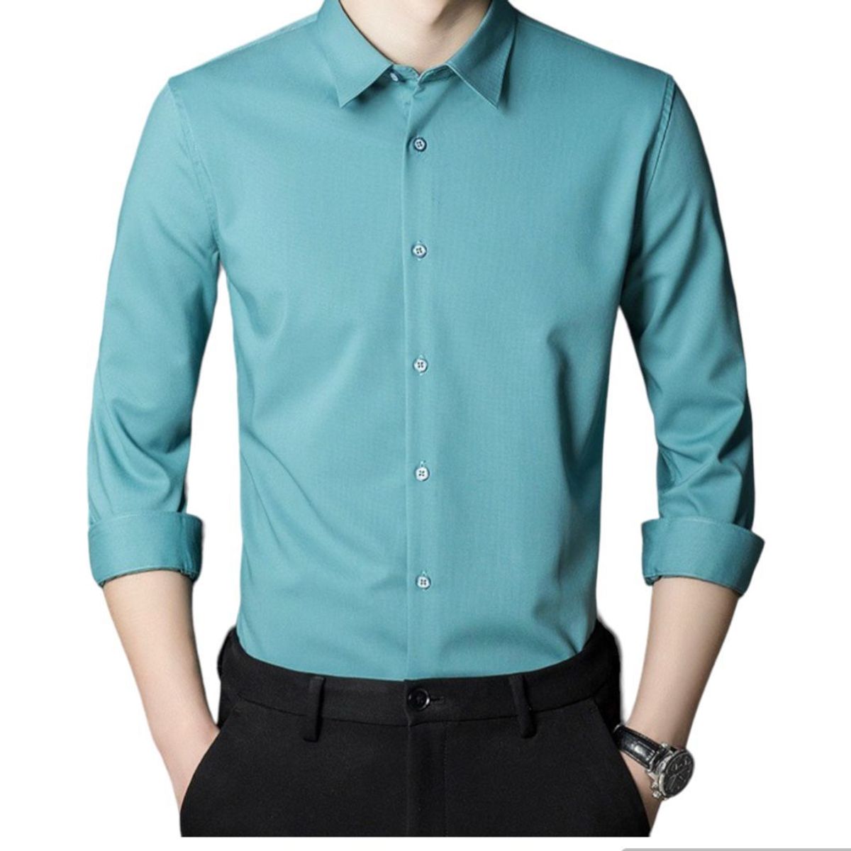 XPRESS RECHARGE - Camisa lisa de color solido para hombre