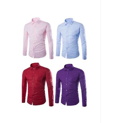 Imagen 2 del producto Camisa lisa de color solido para hombre