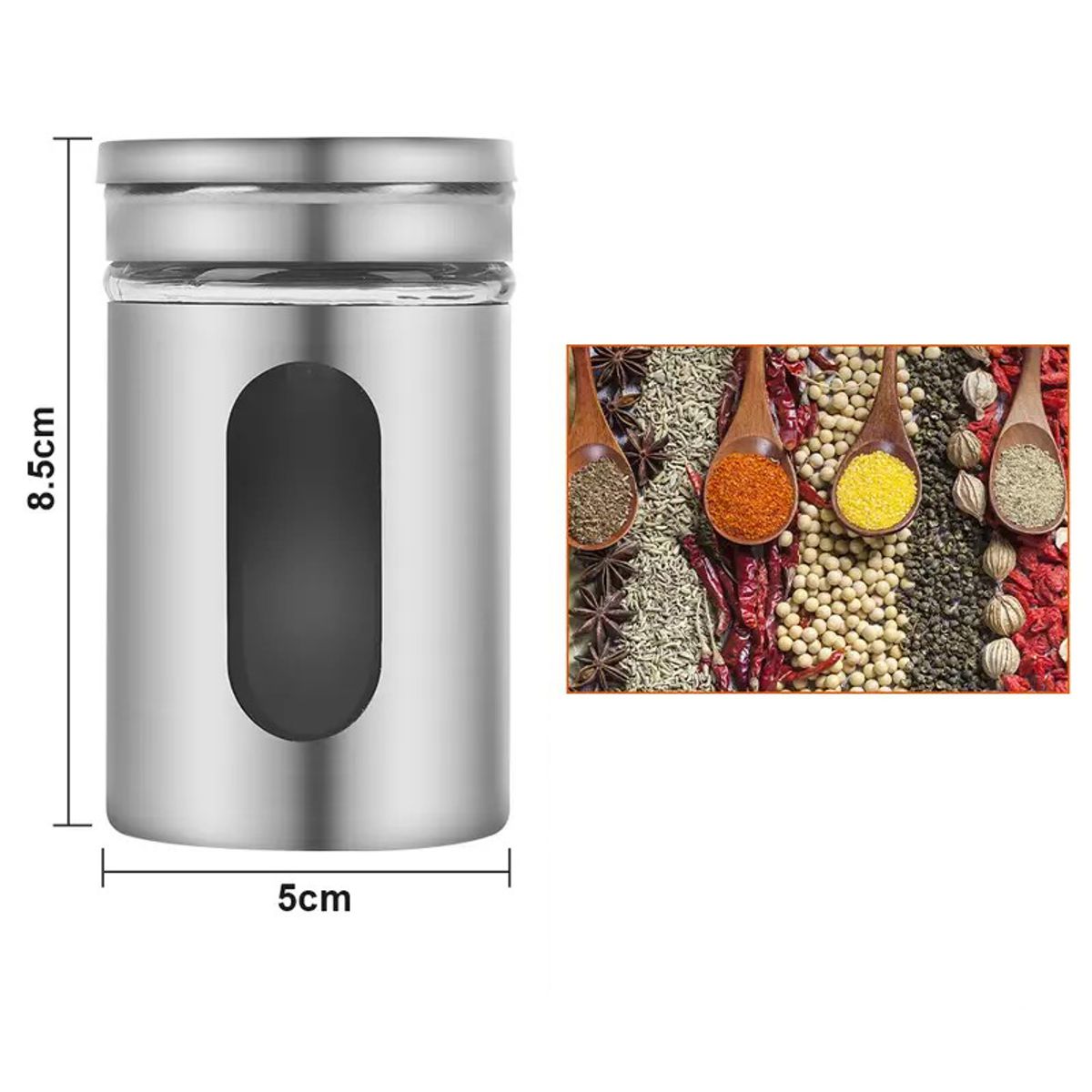 GENERICO - Especiero Individual AceroVidrio 8cm - Cáscara Metálica p