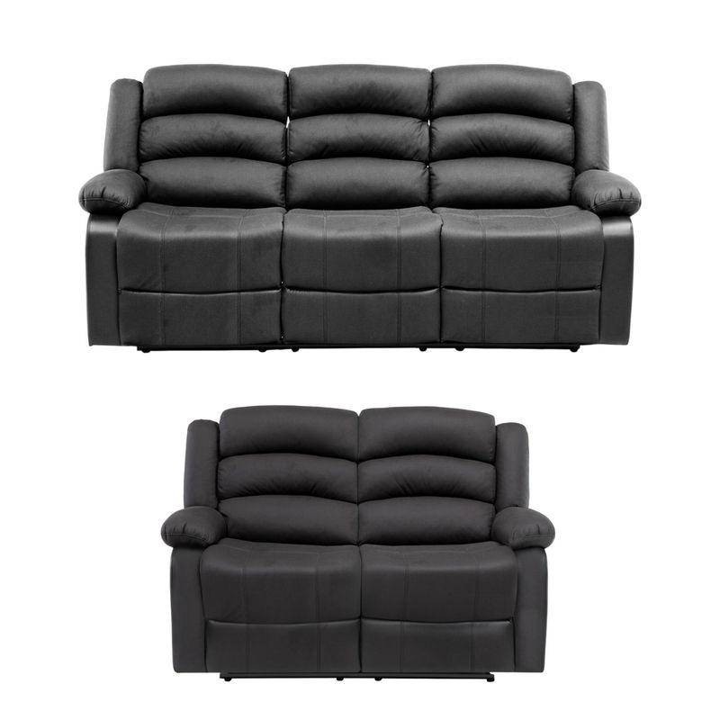 DANIELS - Living Reclinable 1 Sofá 3 Cuerpos + 1 Sofá 2 Cuerpos New Praga Negro