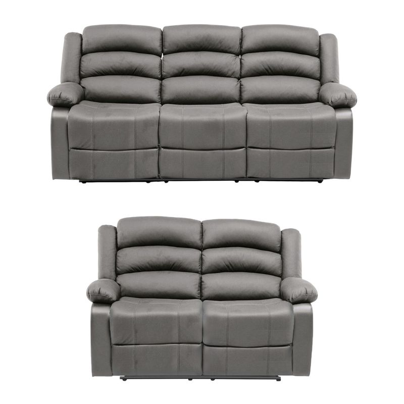 DANIELS - Living Reclinable 1 Sofá 3 Cuerpos + 1 Sofá 2 Cuerpos New Praga Gris