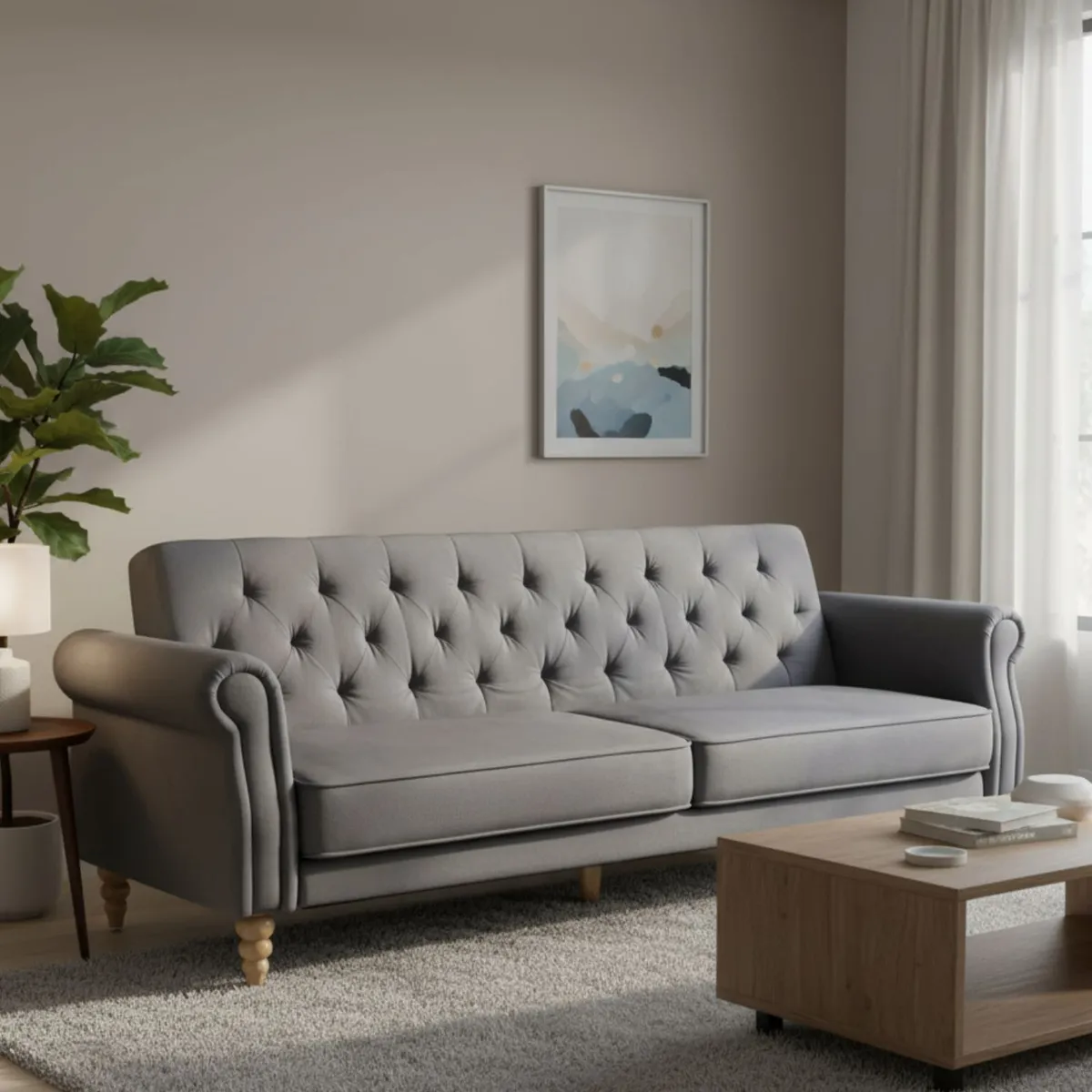 DANIELS - Sofá Futón 3 Cuerpos Clásico Milán Gris EG2025GR