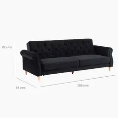 DANIELS - Sofá Futón 3 Cuerpos Clásico Milán Negro EG2025BK