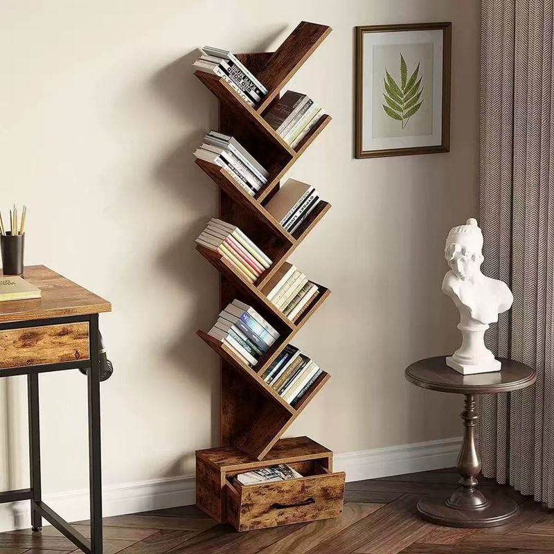IDEEHOUSE - Librero vertical Madera 147 cm de alto y con compartimiento inferior