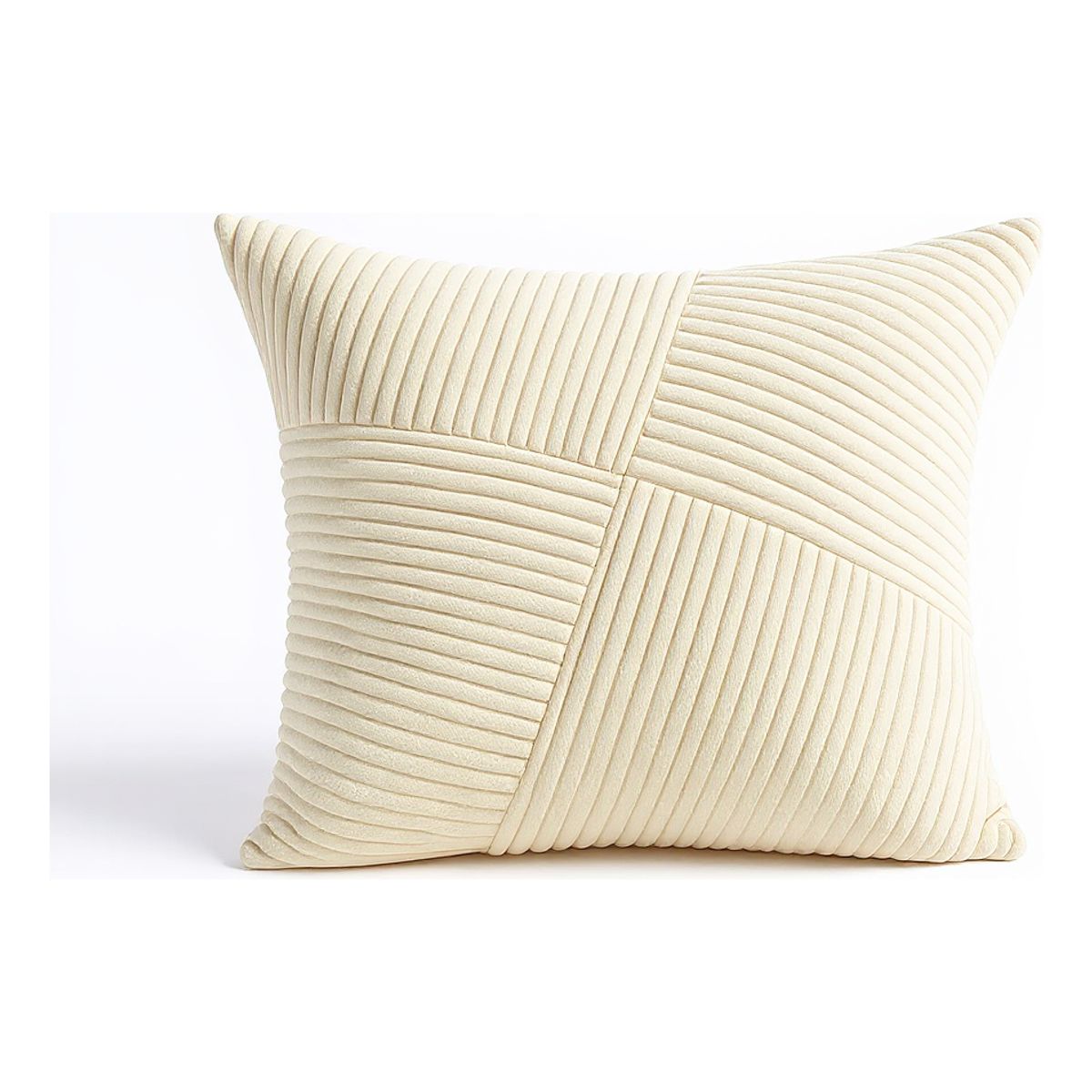 GENERICO - Funda Para Cojín Blanco Marfil Modelo Acanalado 45x45