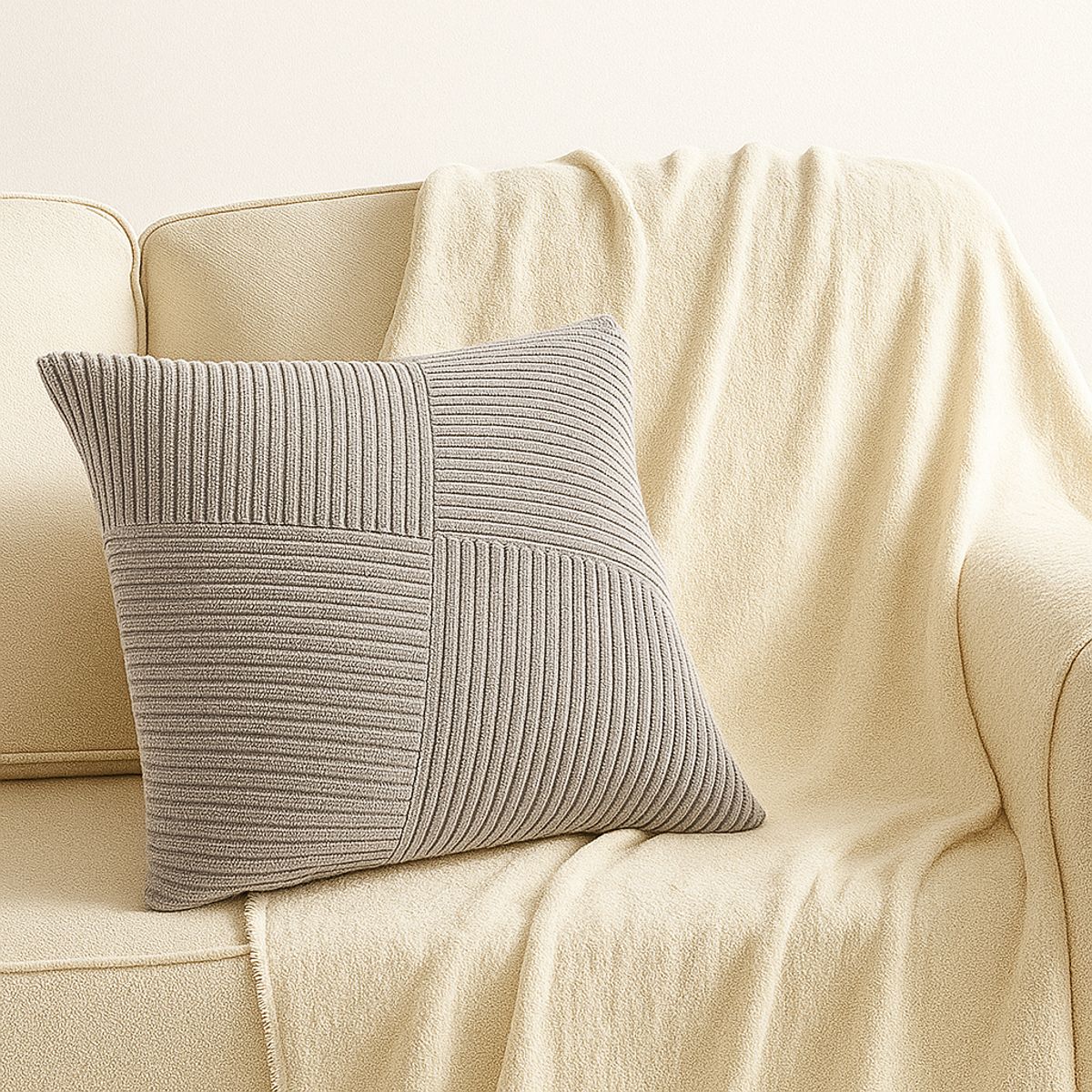 GENERICO - Funda Para Cojín Gris Modelo Acanalado 45x45