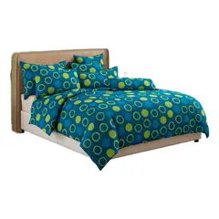 ALTERNATIVE - Conjunto De Sábanas 800 Hilos 20 Plz Círculos Azul Y Verde 826