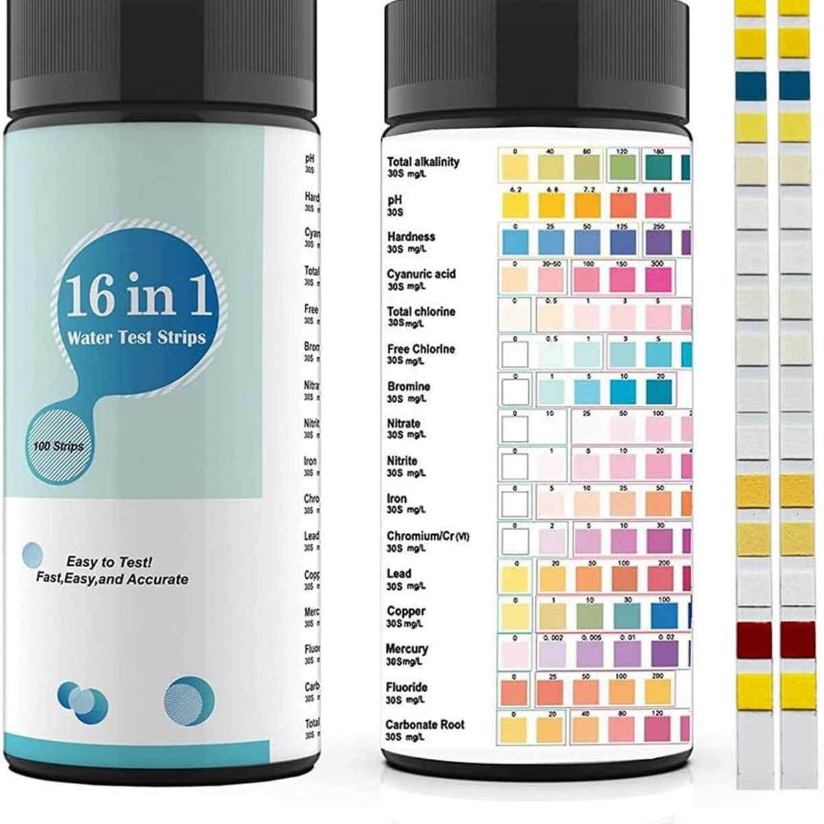 KUANGYE - 100 Prueba Calidad Pureza Agua Potable Tira 16en1 Grifo Pozo