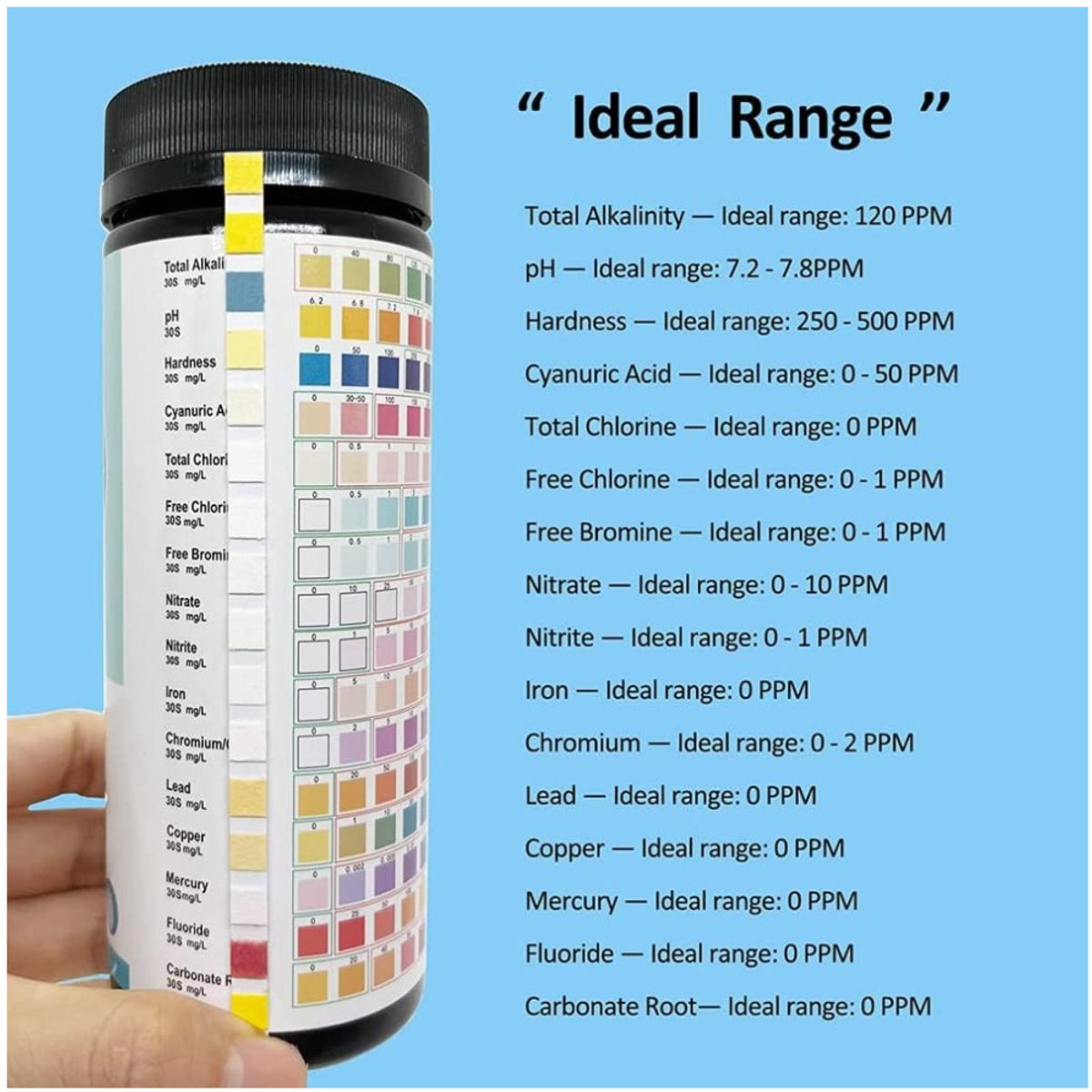 KUANGYE - 100 Prueba Calidad Pureza Agua Potable Tira 16en1 Grifo Pozo