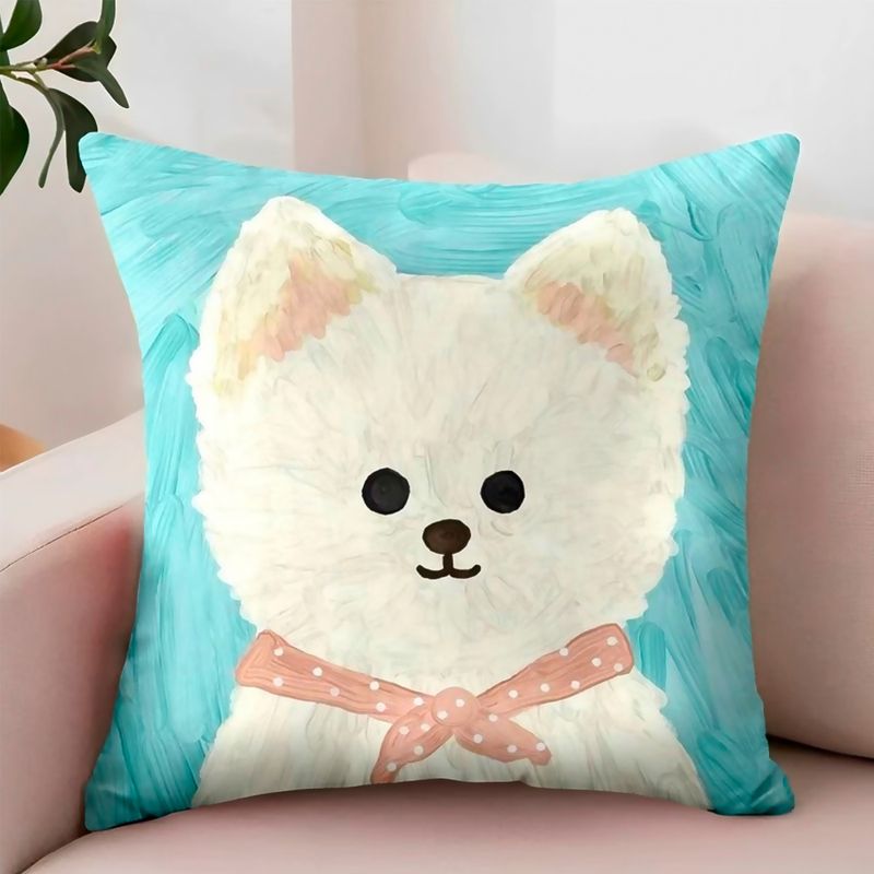 GENERICO - Forro Para Cojin Diseño Cachorro Blanco Con Fondo Azul 781