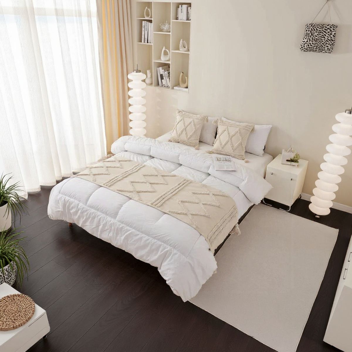 GENERICO - Set Pie De Cama Boho Beige Con 2 Fundas De Cojines Combinado