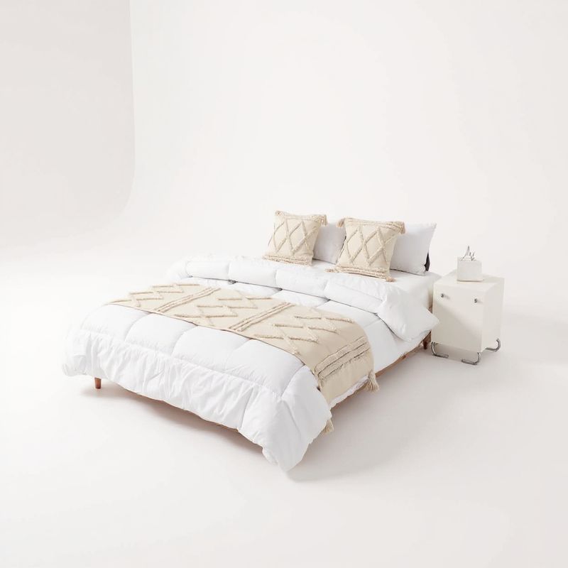 GENERICO - Piecera Decorativa De Cama Boho Beige + 2 Fundas De Cojín Elegante