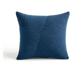 GENERICO - Funda De Cojín 45x45 Azul Textura Acanalada