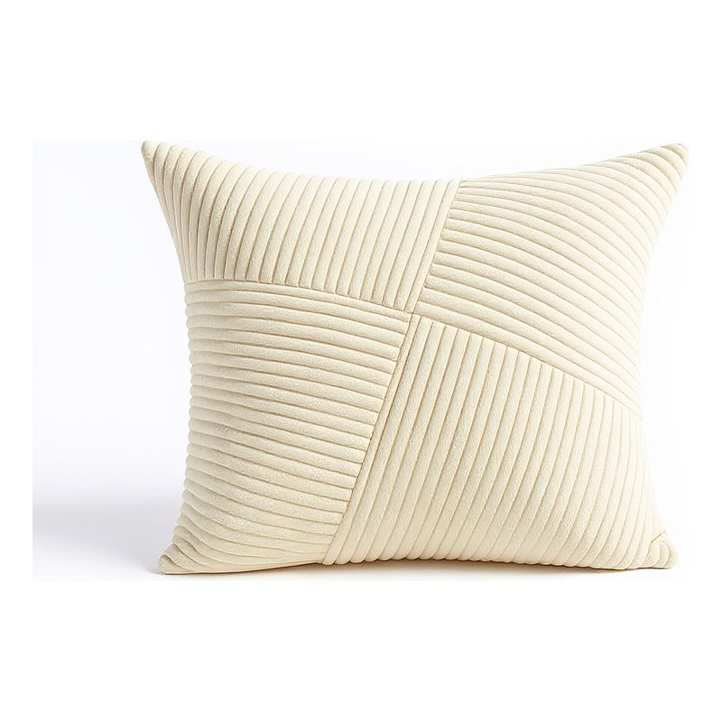 GENERICO - Funda De Cojín 45x45 Blanco Marfil Textura Acanalada