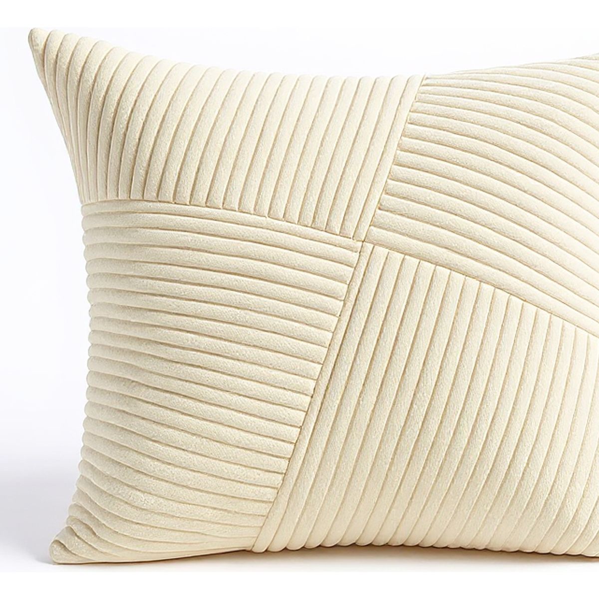 GENERICO - Funda Para Cojín Blanco Marfil Modelo Acanalado 45x45