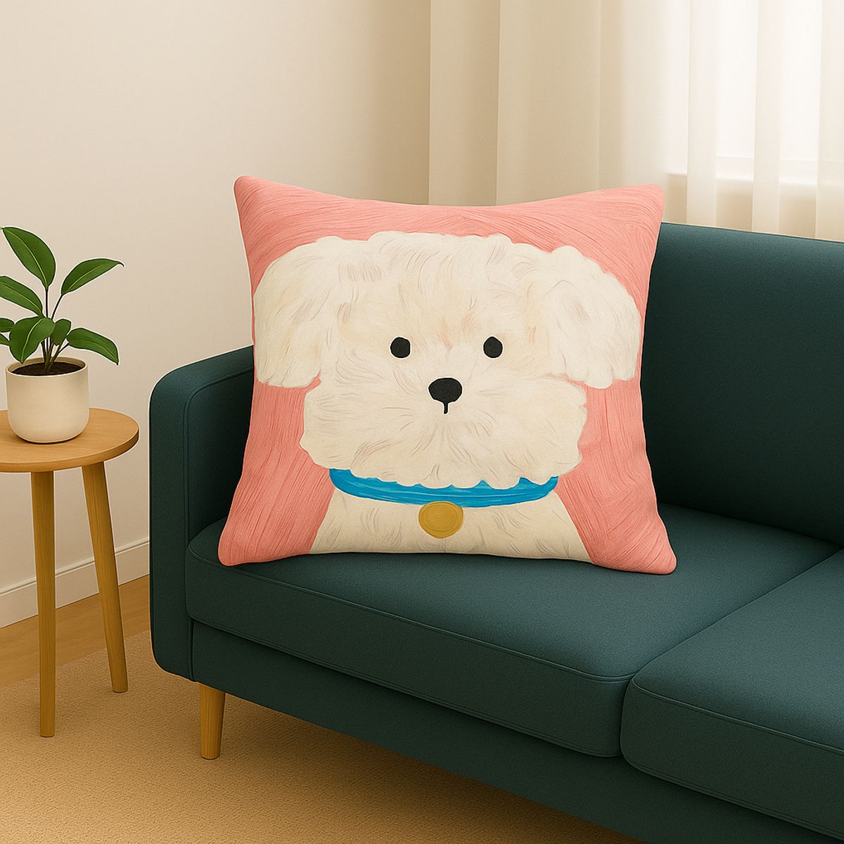 GENERICO - Funda Para Cojín 45x45 Estampado Cachorro Blanco 780