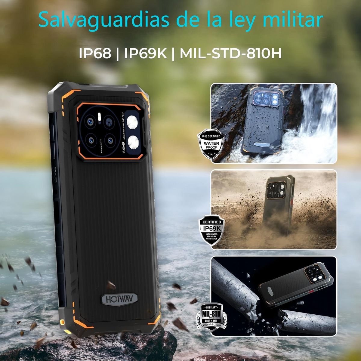 DOOGEE - HOTWAV Cyber13 Pro Celular 20GB+256GB 10800mAh Smartphone-Negro