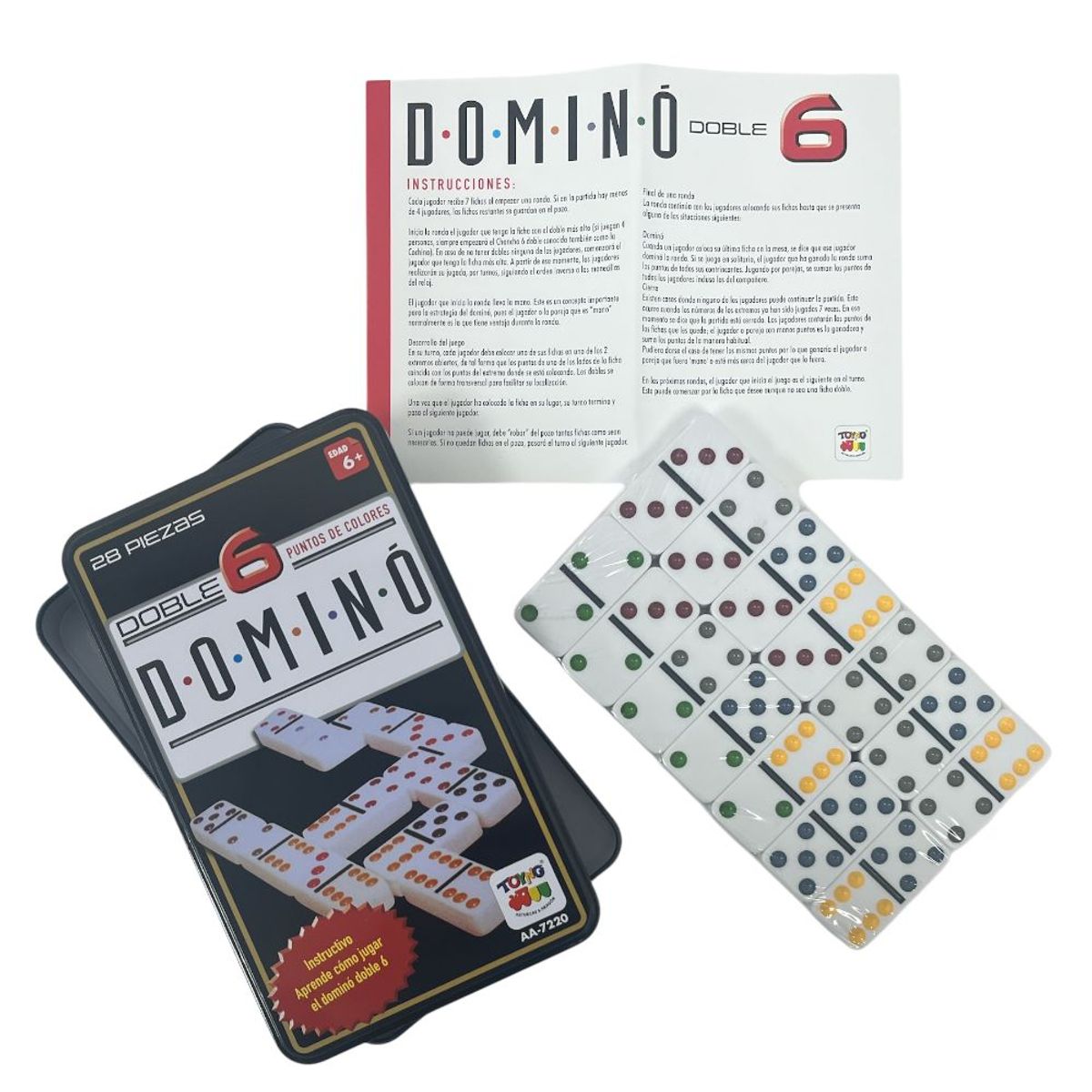 TOYNG - Juego de Mesa Dominó 6 Caja Metálica - Toyng