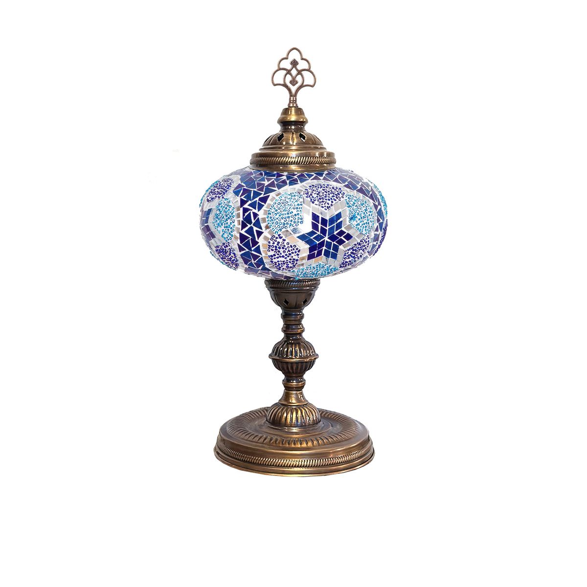 TURKUAZ - Lámpara turca de mesa XL prisma turquesa y azul