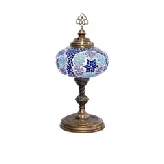 TURKUAZ - Lámpara turca de mesa XL prisma turquesa y azul