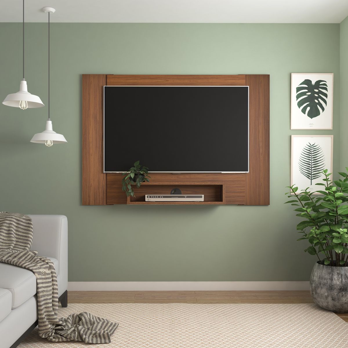 EXIT - Panel TV hasta 47 pulgadas Color Madera con Repisa 120x80 cm