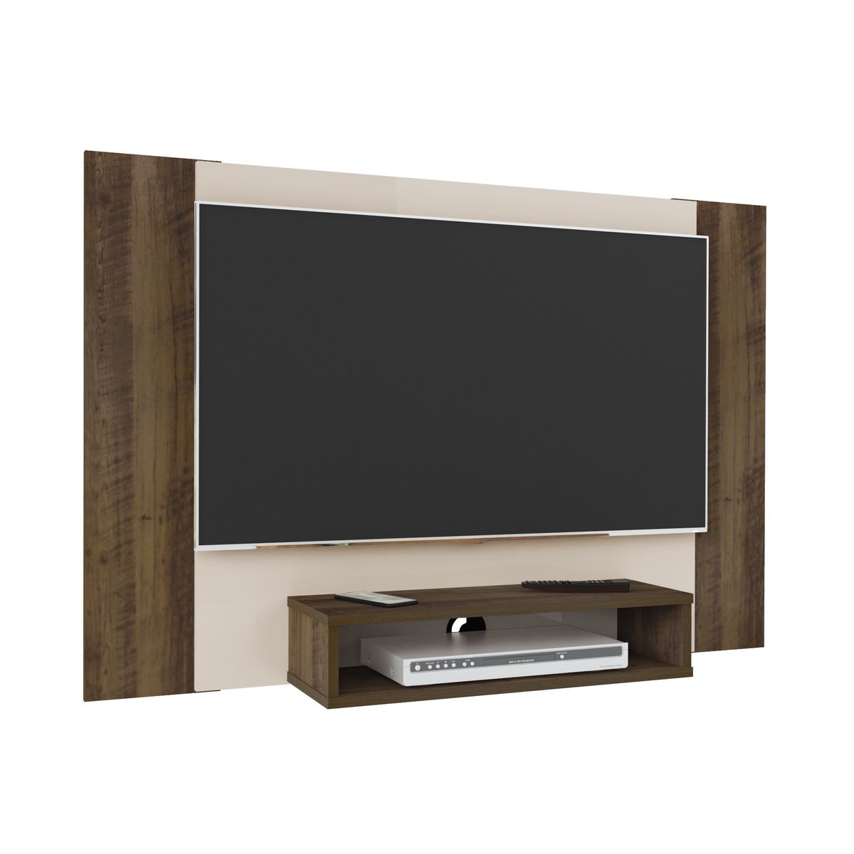 EXIT - Panel TV hasta 47 pulgadas Pino Ripado y Blanco con Repisa