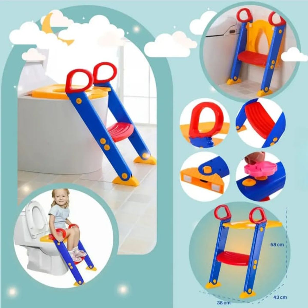 GENERICO - ADAPTADOR DE WC CON ESCALERA PARA NIÑOS