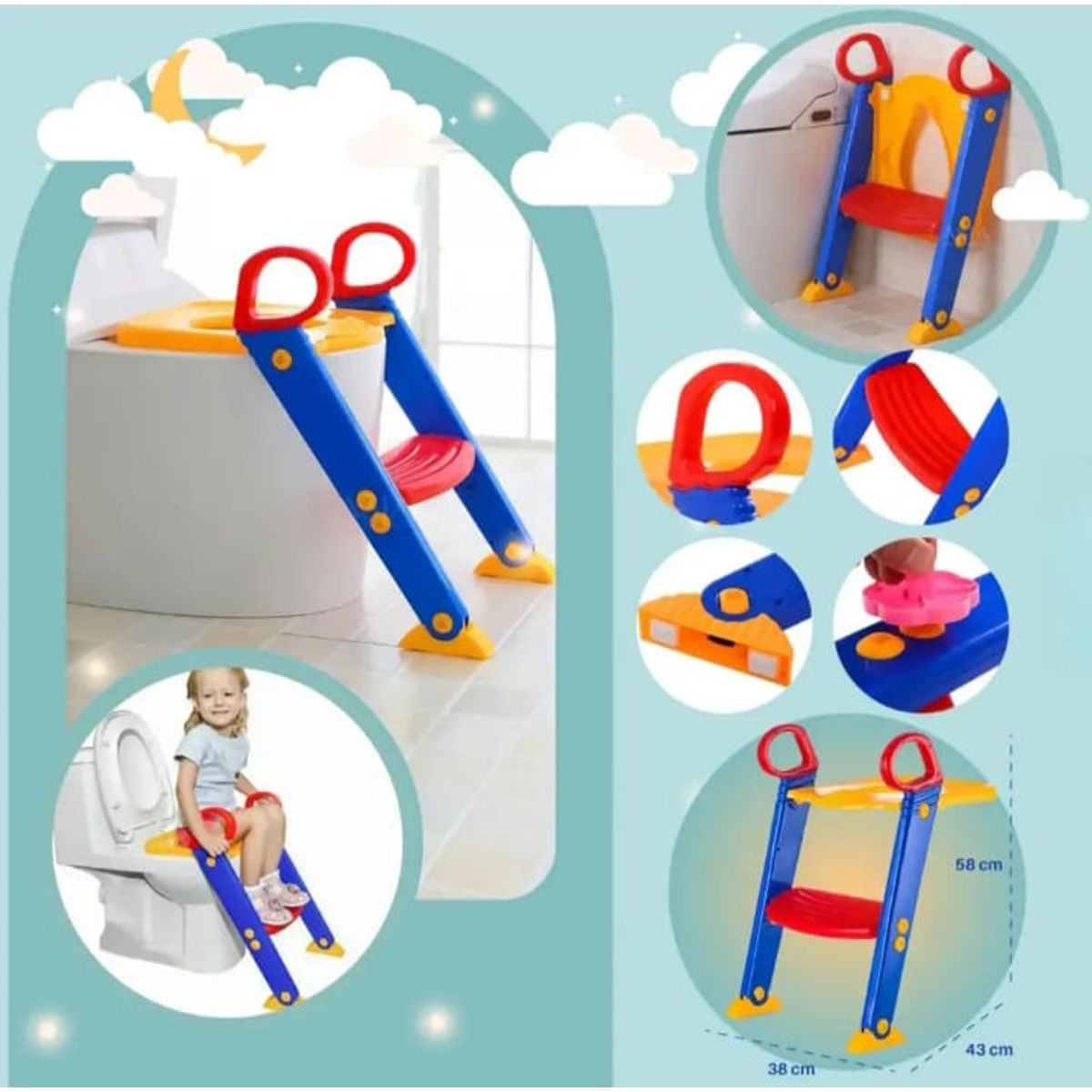 GENERICO - ADAPTADOR DE WC CON ESCALERA PARA NIÑOS