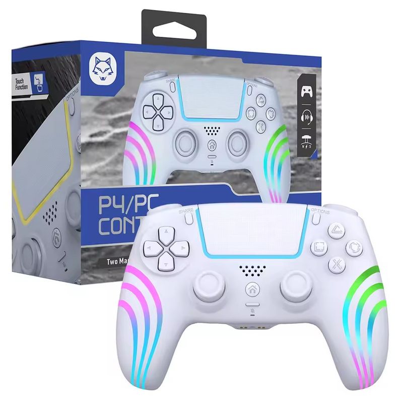 CORRERREY - Controlador inalámbrico Bluetooth de doble vibración PS4 PCMango RGB