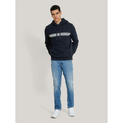 Imagen 2 del producto Polerón Hoodie Con Logo Central De Rayas Azul