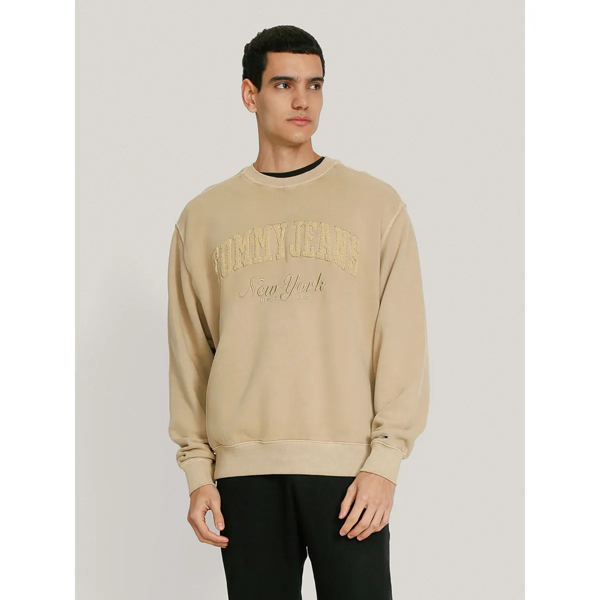 TOMMY HILFIGER - Polerón Relaxed Con Efecto Lavado Beige Tommy Jeans