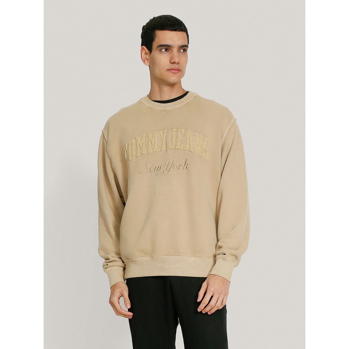 TOMMY HILFIGER - Polerón Relaxed Con Efecto Lavado Beige Tommy Jeans