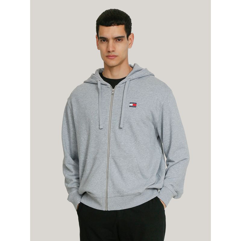 TOMMY HILFIGER - Polerón Hoodie Solid Con Cierre Gris Tommy Jeans