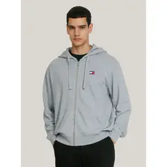 TOMMY HILFIGER - Polerón Hoodie Solid Con Cierre Gris Tommy Jeans