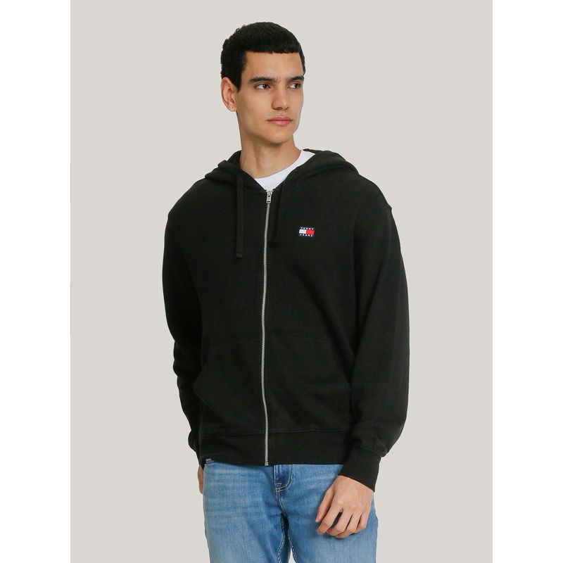 TOMMY HILFIGER - Polerón Hoodie Solid Con Cierre Negro Tommy Jeans