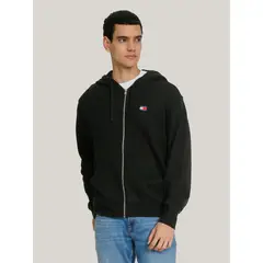 TOMMY HILFIGER - Polerón Hoodie Solid Con Cierre Negro Tommy Jeans