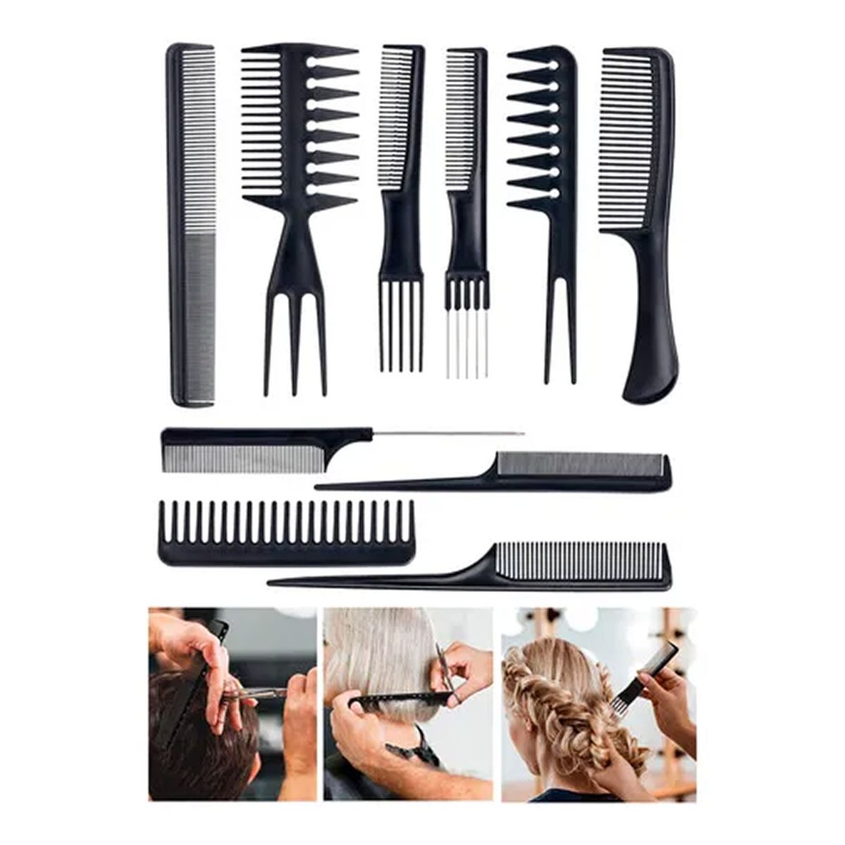 ESHOPANGIE - Peine Peluqueria Kit Profesional Barberia Estilista 10 Pzs