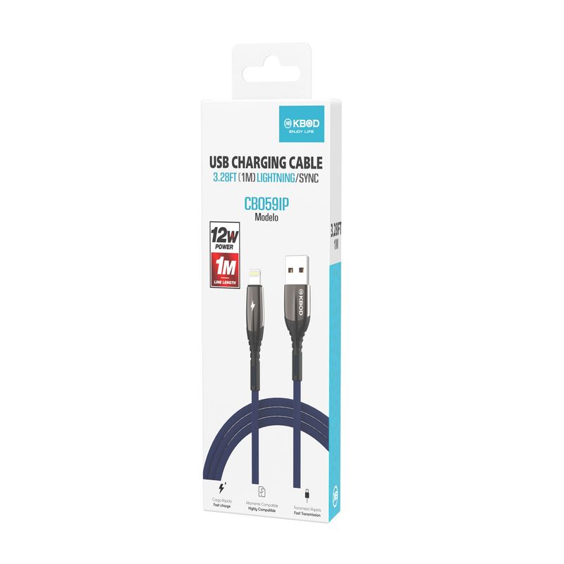 KBOD - Cable Para Carga y Datos Usb Para IP Kbod Cbo59 1 Metro 12W Azul