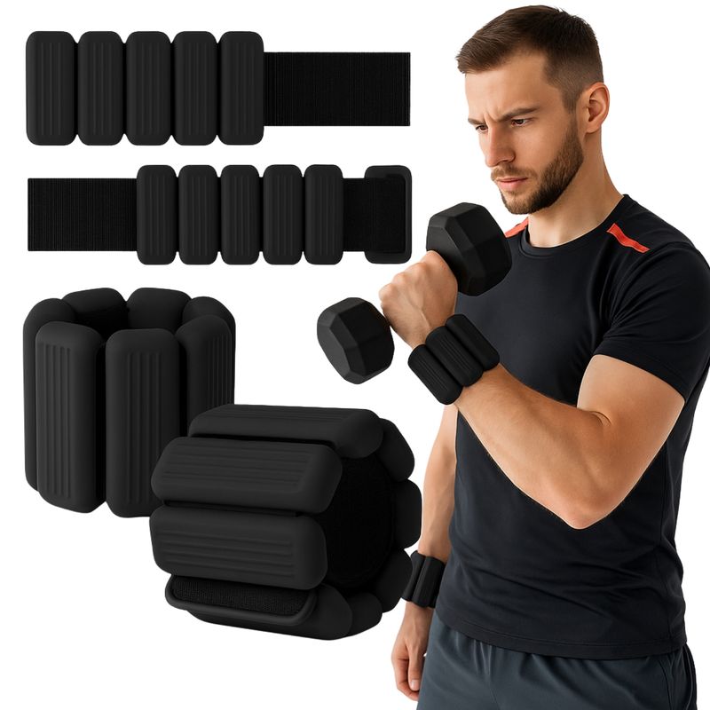 GENERICO - Kit 2 Brazaletes Pesas Para Tobillos Y Muñecas 2 Libras Ajustable