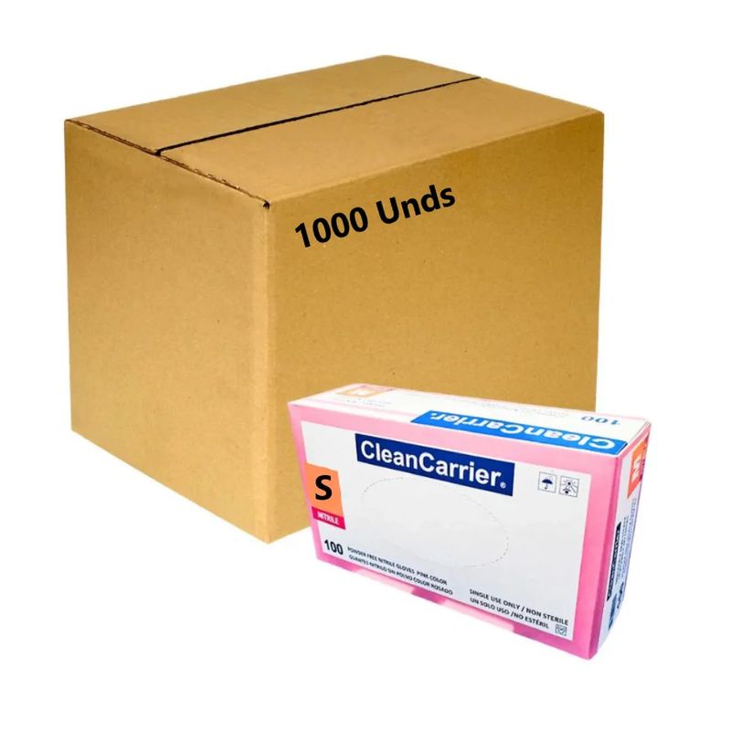 CLEANCARRIER - Guante Rosado Nitrilo Talla S Clean Carrier Pack X1000 Unds